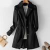 Single-breasted long spring trench coat for women