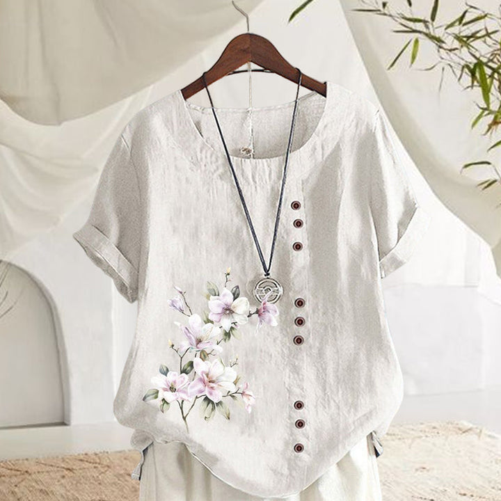 Floral cotton and linen shirt