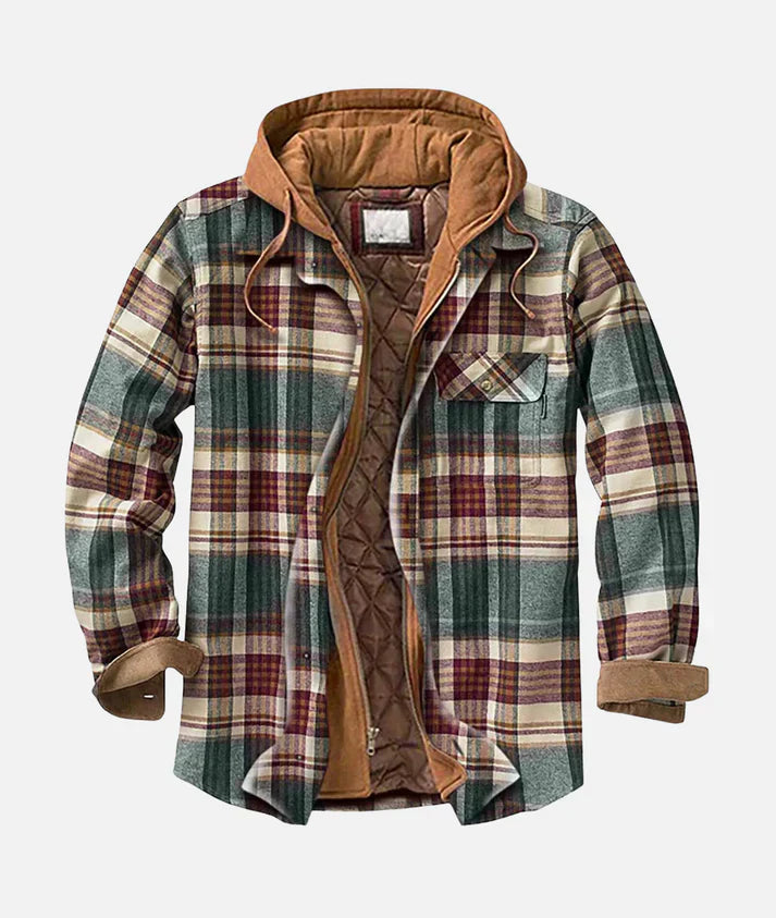 Men's - Chequered Hooded Jacket - Stylish and Comfortable - Trendy Outerwear