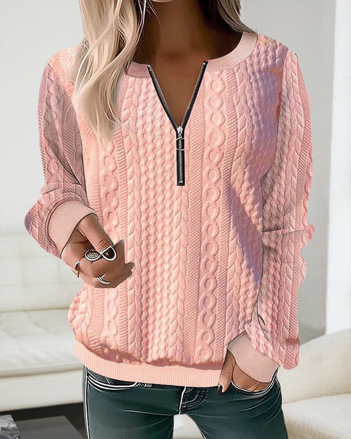 Single-coloured pullover with zip