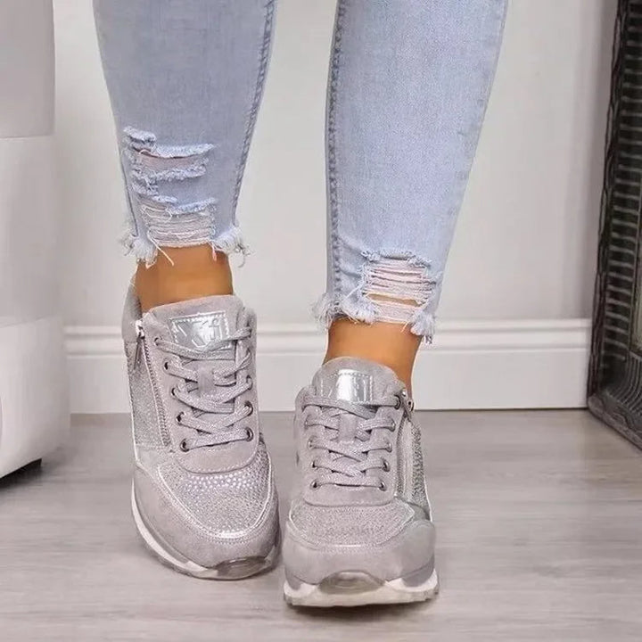 Trendy sequin wedge sneakers for women