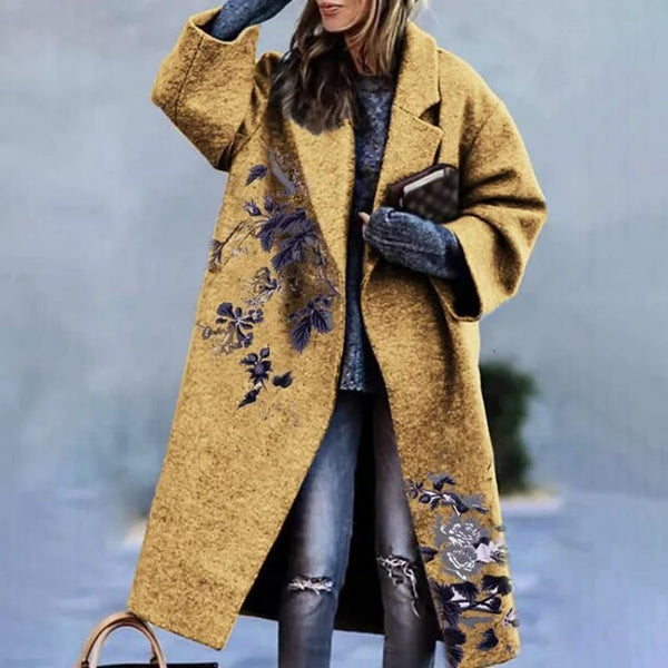 Elegant winter coat with floral pattern