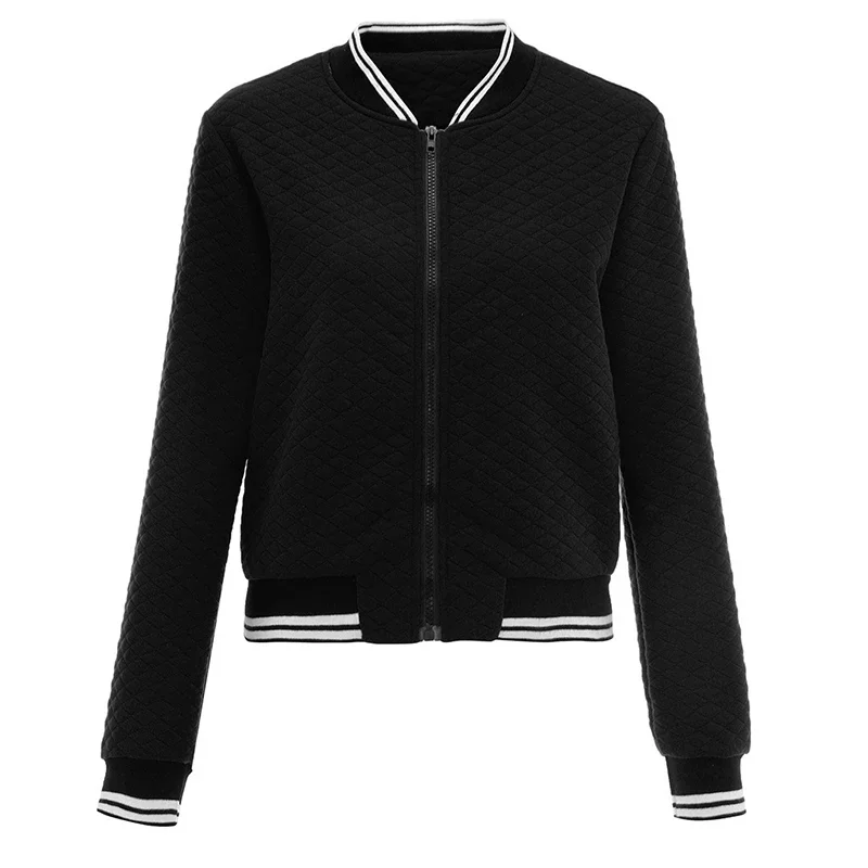 Quilted bomber jacket with zip and ribbed cuffs