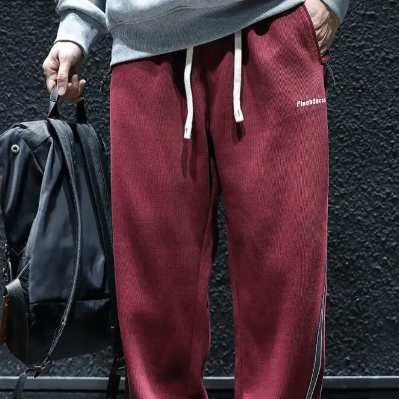 Casual velvet sweatpants with stripes