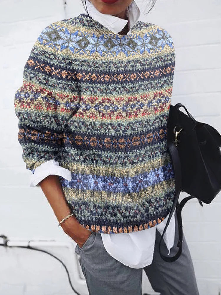 Geometrically patterned vintage-style jumper