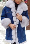 Denim faux fur jacket