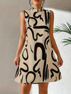Women's - Brushed Pattern Dress - Mock Neck, Sleeveless, Airy & Casual - Perfect for Spring & Summer Style
