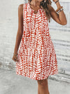 Women's - Printed Summer Dress - Sleeveless A-Line with Keyhole Neckline - Airy & Elegant Style for Warm Days