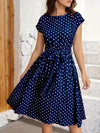 Casual Pleated Dress With Dots