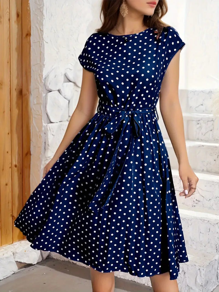 Casual Pleated Dress With Dots