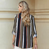 Classy women's striped blouse design lapel single-breasted