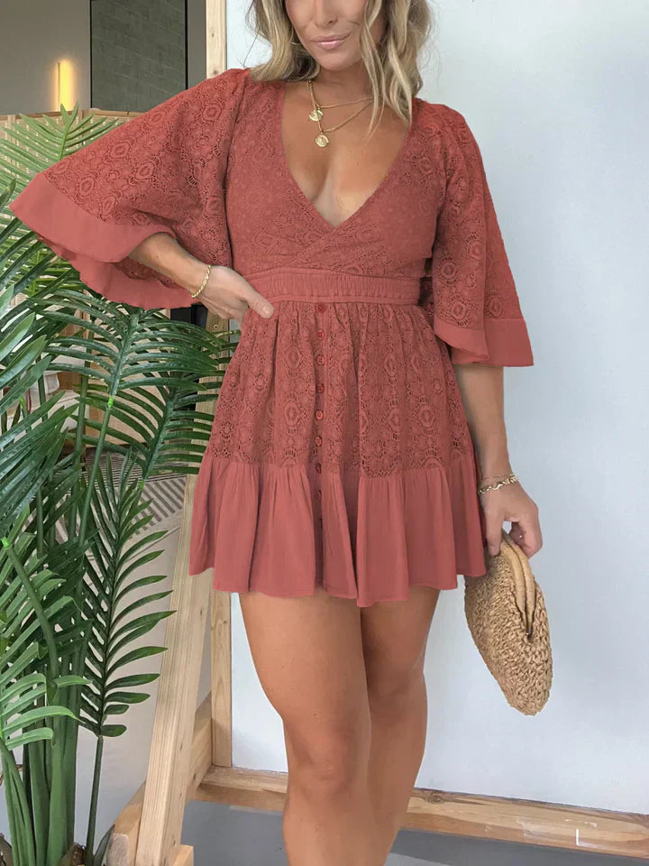 Women's -  Lace & Crochet Play Dress - Elegant Style for Every Occasion - Perfect Summer Outfit