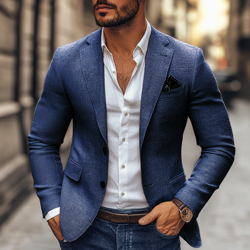 Men's - Casual Blazer – Notch Lapel, Two Buttons – Modern Style