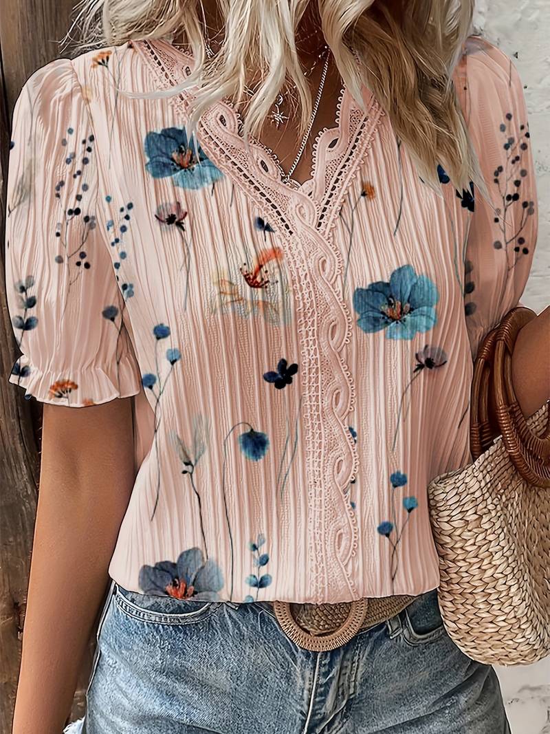 V-neck blouse for springtime looks