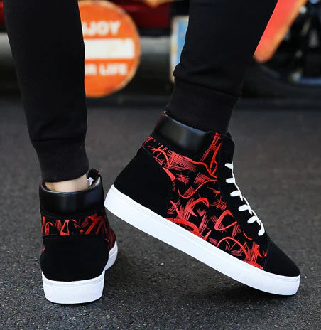 Graffiti high-top canvas shoes