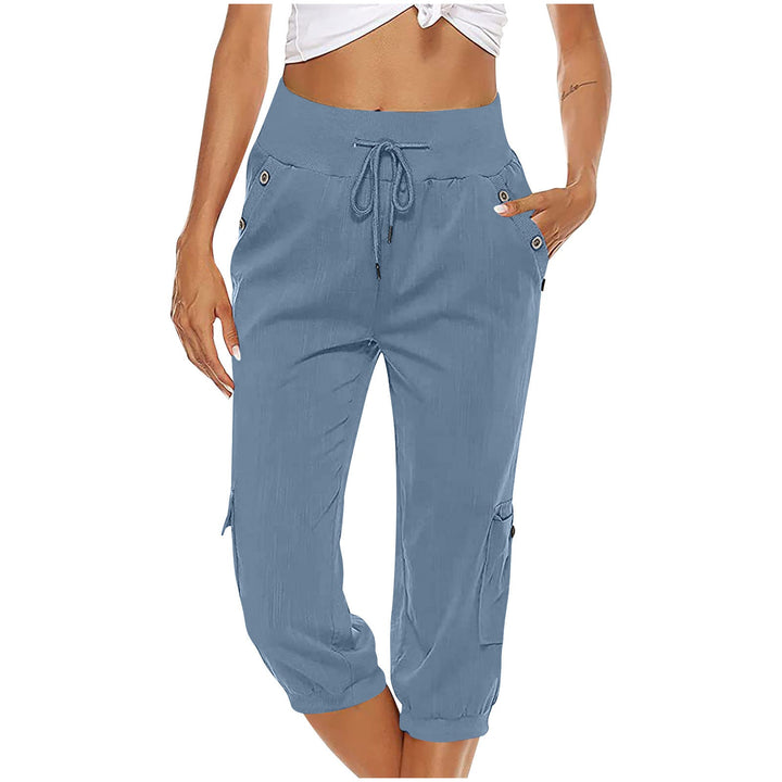 Comfortable straight trousers with elasticated waist and drawstring