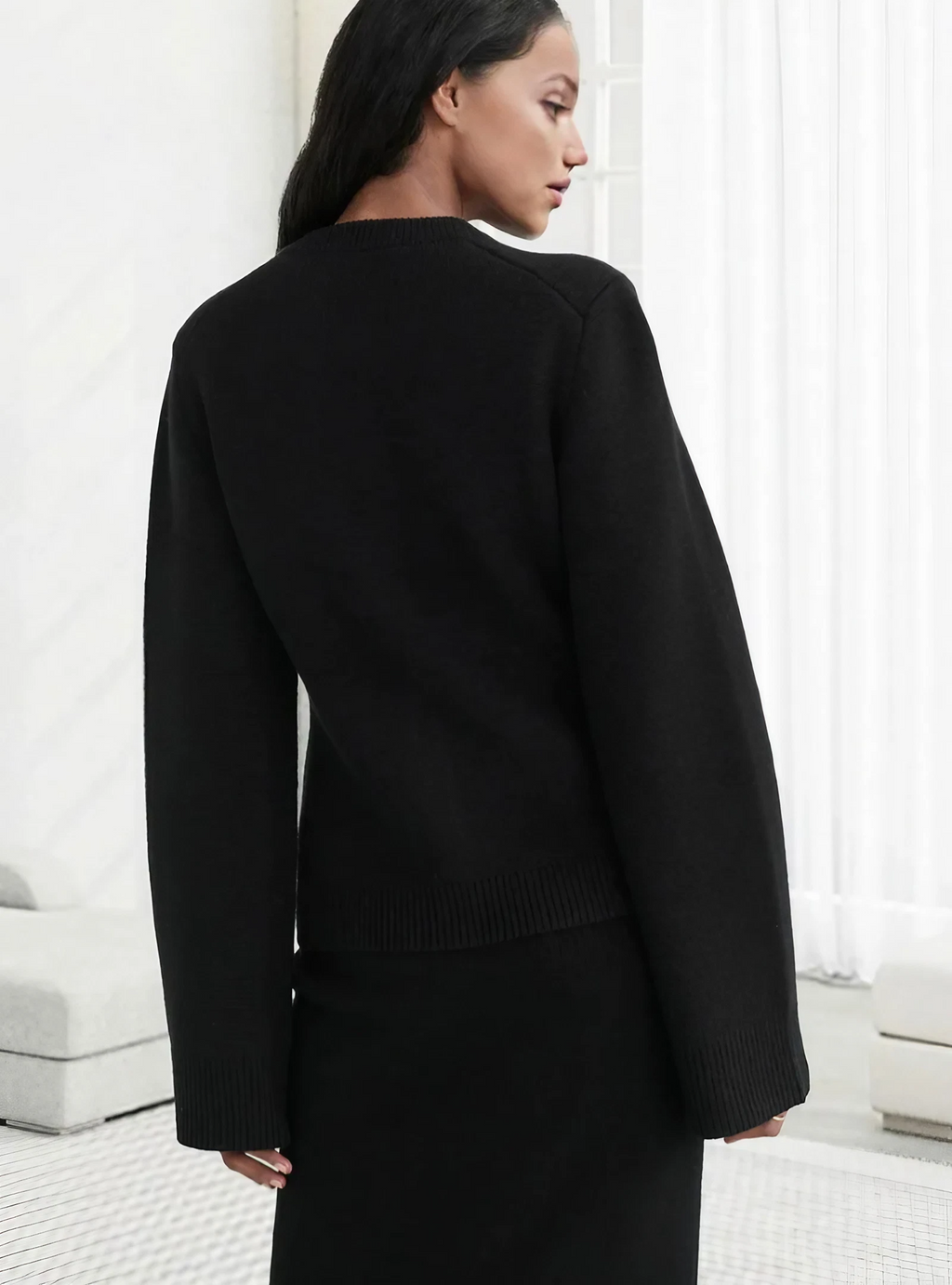 Women's - Flared Sleeve Cardigan - Casual Comfort