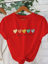 T-shirt with heart letter print and round neckline