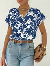 Short-sleeved top with V-neckline