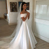 Elegant women's wedding off-neck dress