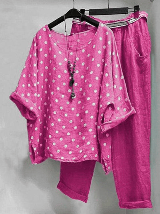 Women's fashion with polka dot print set