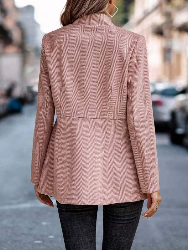 Modern pink solid blazer jacket with long sleeves