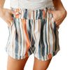 Striped Contrast Colour Casual Shorts For Women