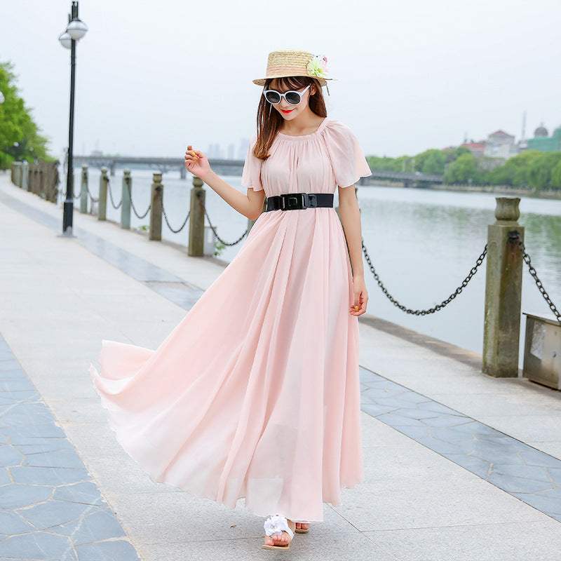 Fashionable Chiffon Large Swing Beach Dress