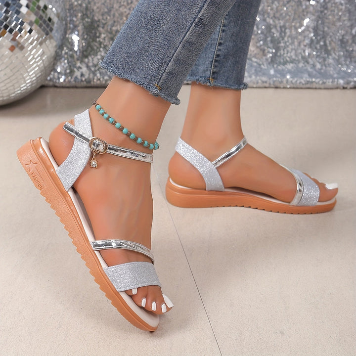 Women's - Plus Size Comfortable Summer Platform Sandals - Wedge Style with Buckle - Stylish Footwear for Every Occasion