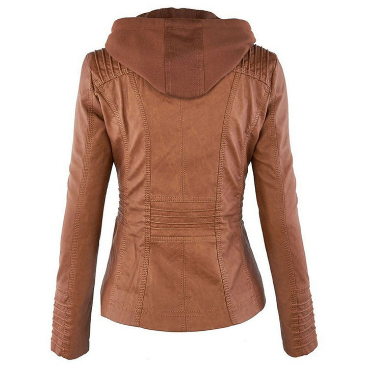 Solid leather jacket with lapels