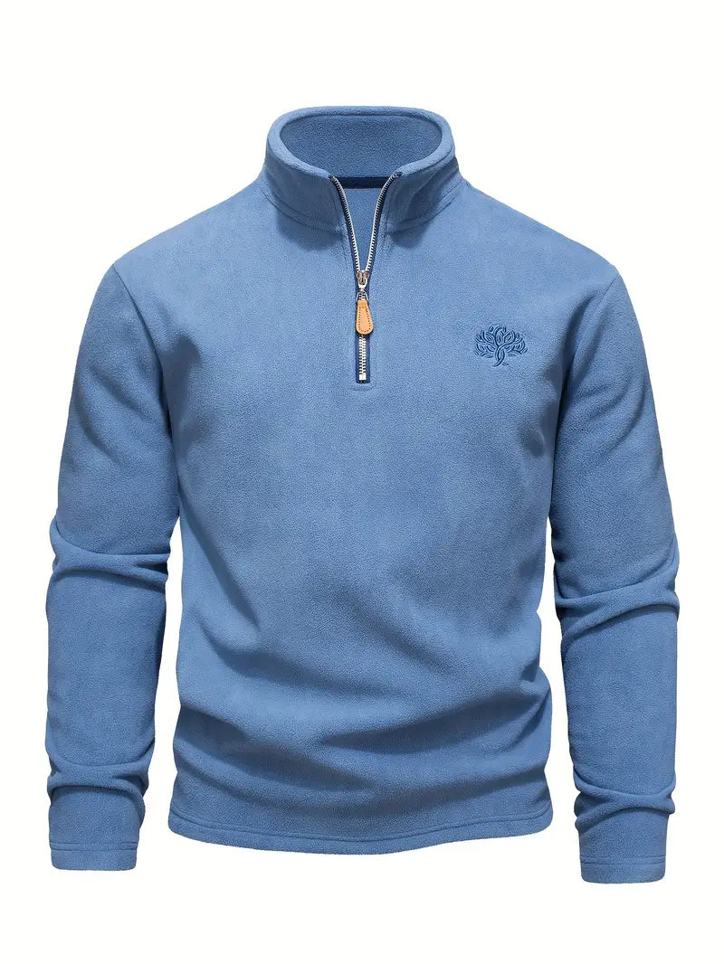 Men's - Classic Zip-Up Pullover Jacket - Cosy Cotton Blend - Stylish & Versatile Everyday Outerwear