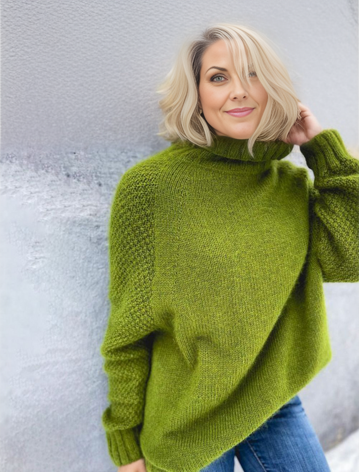 Grass green oversized knitted turtleneck jumper