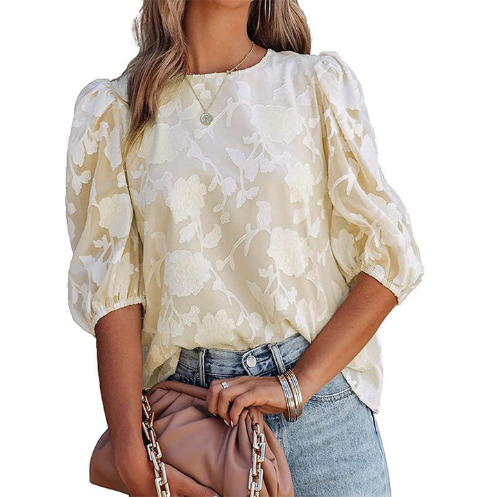 Short-sleeved loose chiffon blouse