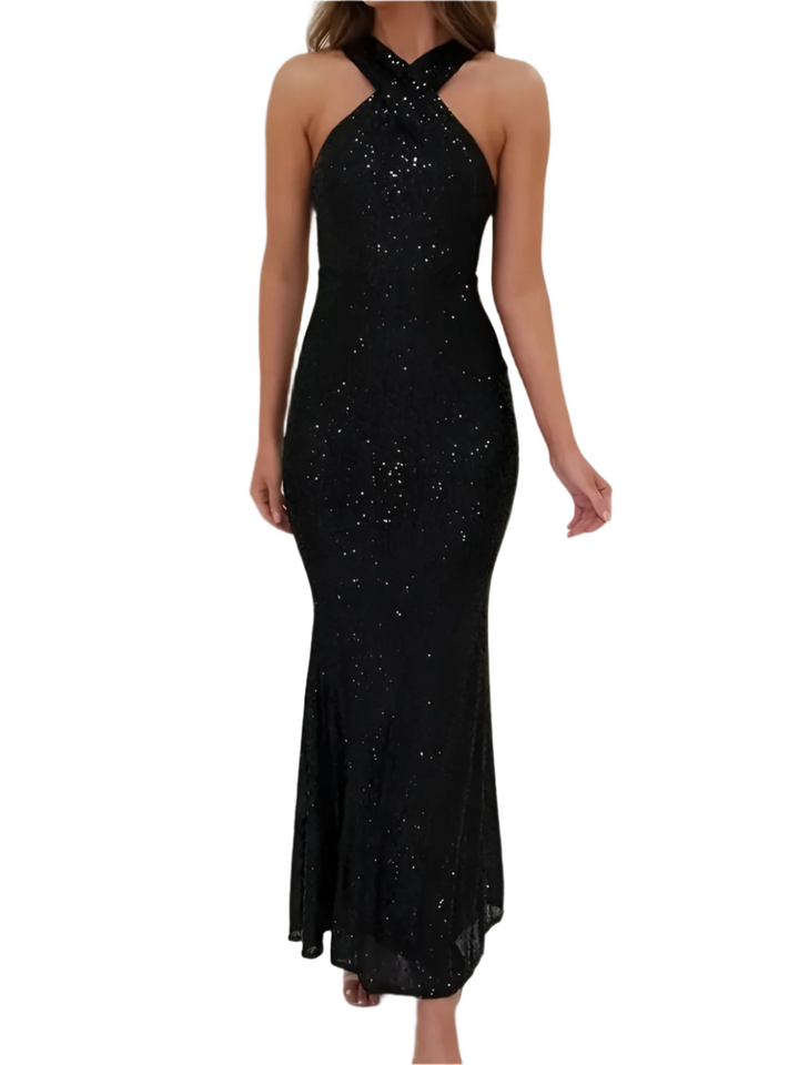 Women's - Elegant Long Evening Dress - Flowing Fabric - Perfect for Formal Events and Special Occasions