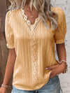 Women's - Elegant edges V-neck blouse - Stylish and Comfortable - Perfect for Any Occasions