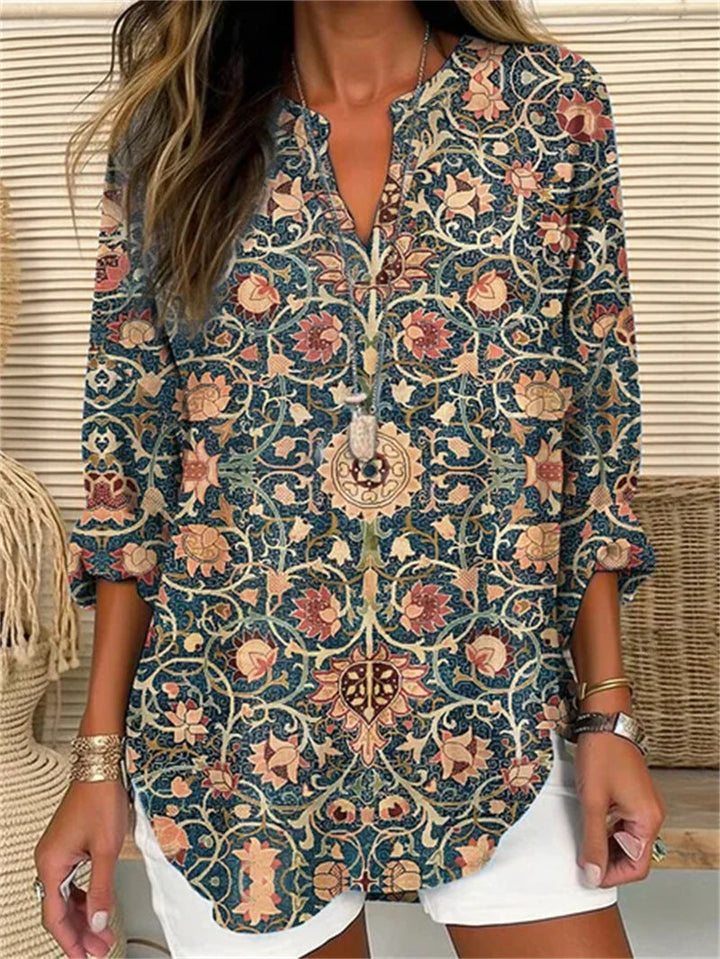 Women's - Loose-fitting Blouse - Soft and Comfortable - Perfect for Casual or Office Wear