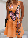 Women's - Butterfly Print Summer Dress - Sleeveless, Round Neck, Loose Fit - Perfect for Warm Weather