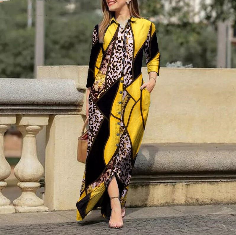 Chic women dress shirt long in fashion prints