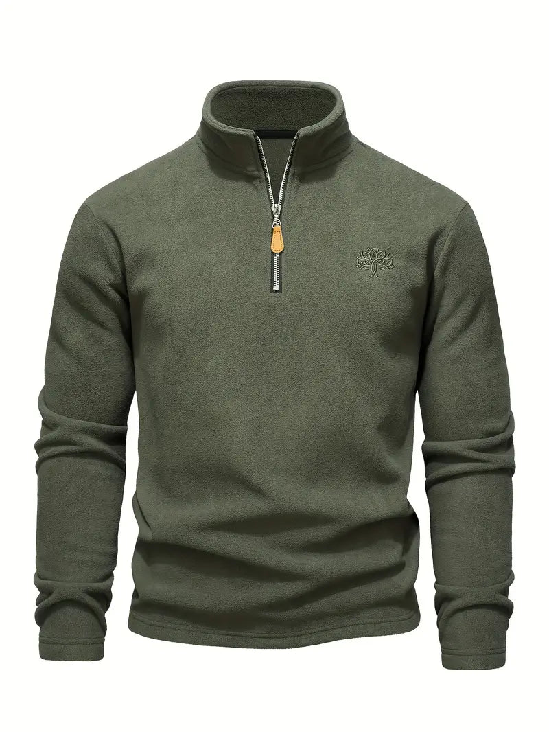 Men's - Classic Zip-Up Pullover Jacket - Cosy Cotton Blend - Stylish & Versatile Everyday Outerwear