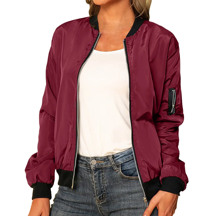 Lightweight bomber jacket with zip