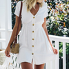 Short-sleeved dress with V-neckline