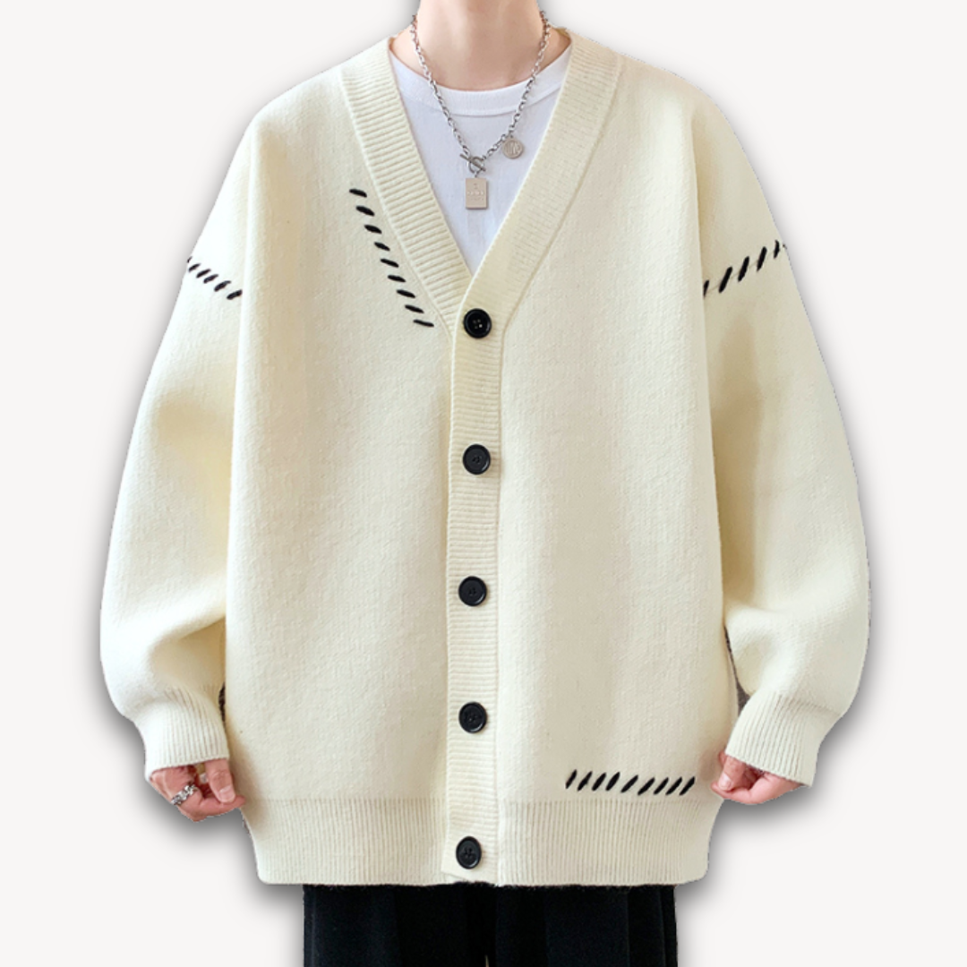 Men's - Knitted Cardigan Sweater - Soft Wool Blend, Button-Up Design for Casual Winter Style