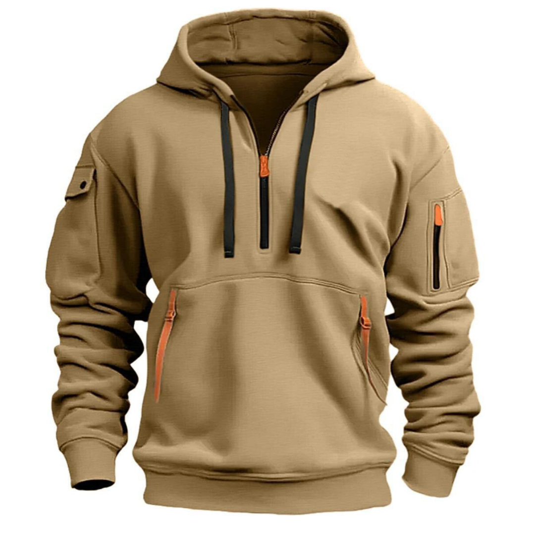 Men's - Casual Hoodie - Long Sleeve Pullover - Multi Pockets - Stylish and Practical for Everyday Wear