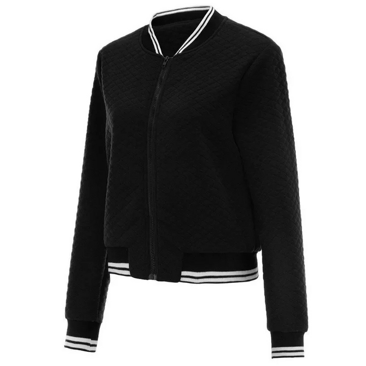 Quilted bomber jacket with zip and ribbed cuffs