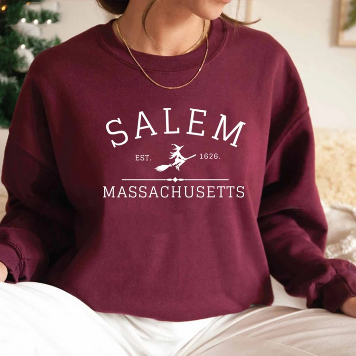 Casual Sweatshirt With Salem Massachusetts Design