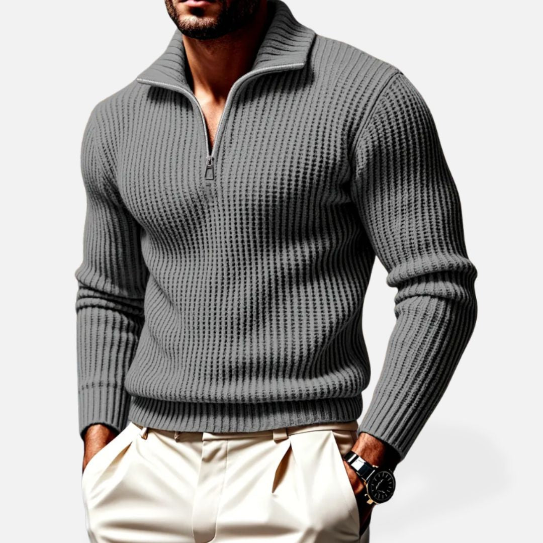 Men's - Knitted Half Zip Sweater - Soft & Cosy - Casual Layering Essential - Perfect for Any Occasion