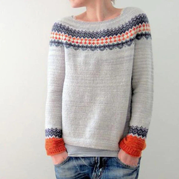 Women's - Retro Jumper - Cotton Blend - Cosy Knit Style - Vintage-Inspired Fashion