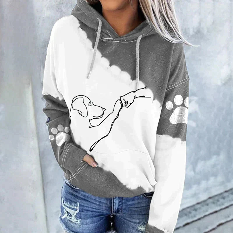 Amora™ trendy loose hoodie with dog print