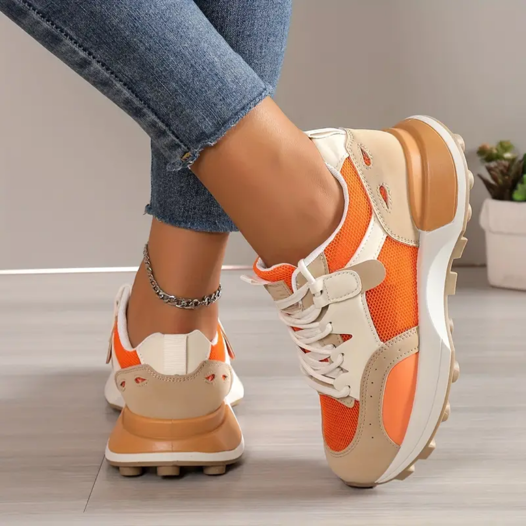 Orange coloured shoes