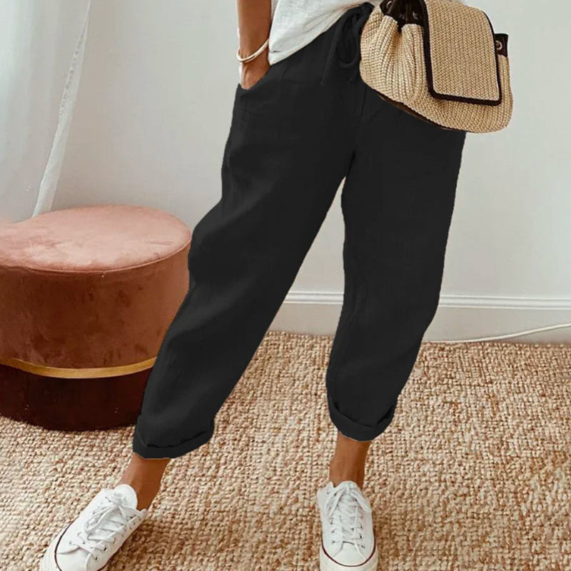 Women's - Comfortable Summer Trousers - Lightweight and Airy Fabric - Perfect for Warm Weather Style